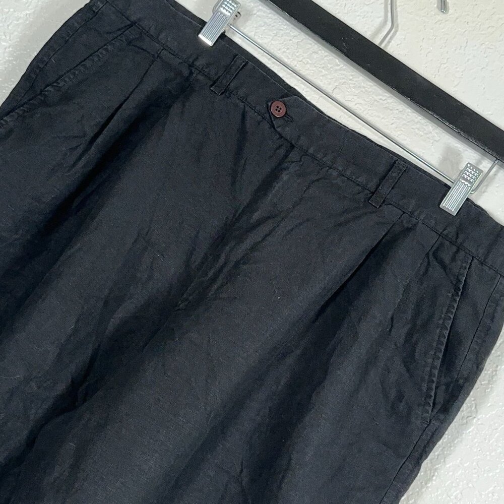 Sulka 100% Linen Pleated Shorts in Black Men's Size 38(tag size 40)